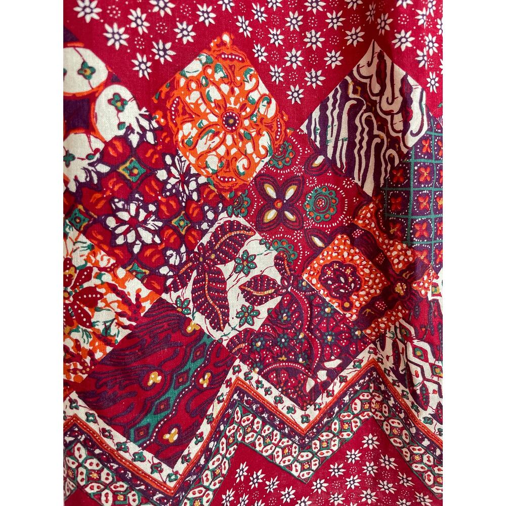 VINTAGE 1960's Bohemian Red Patchwork Ric Rac Dress SMALL - Picture 8 of 16